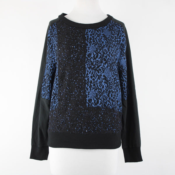 Walter Baker W1118 Sz XS Black Royal Blue Polyester Rayon Sweater Top