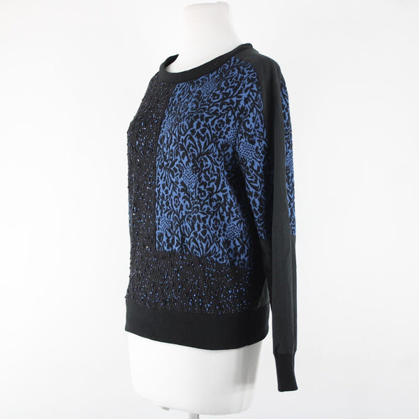 Walter Baker W1118 Sz XS Black Royal Blue Polyester Rayon Sweater Top