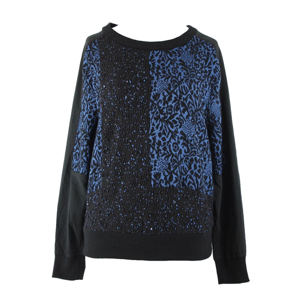 Walter Baker W1118 Sz XS Black Royal Blue Polyester Rayon Sweater Top