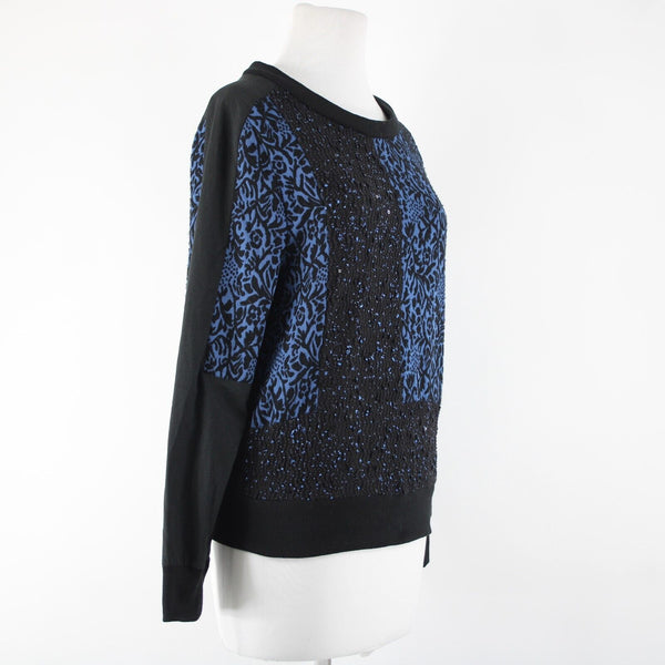 Walter Baker W1118 Sz XS Black Royal Blue Polyester Rayon Sweater Top