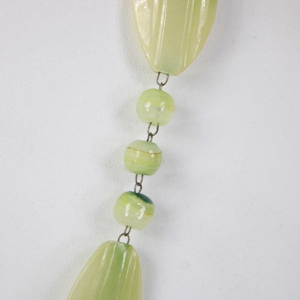 Green Opal Necklace Green Opal Carved Inca Sun God 25" Necklace