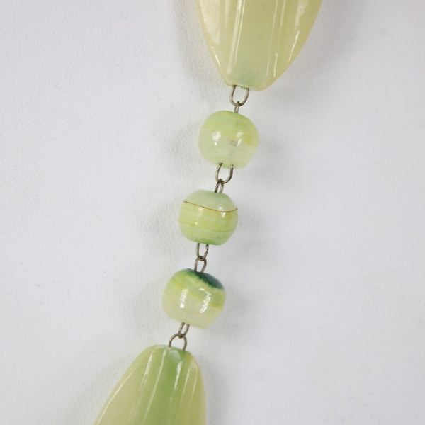Green Opal Necklace Green Opal Carved Inca Sun God 25" Necklace