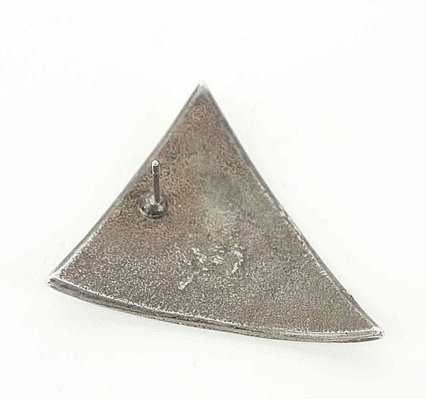 American Indian Black Aqua Enamel Brushed Triangular Western Shield Earrings