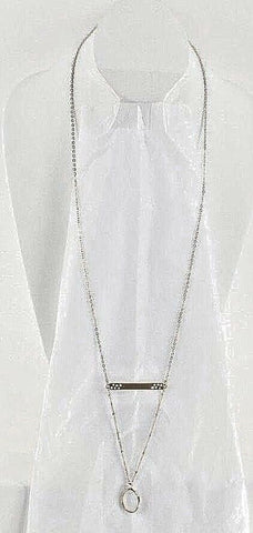World Market NEW $15 30" Goldtone Chain Bar Opalescent Stone Necklace