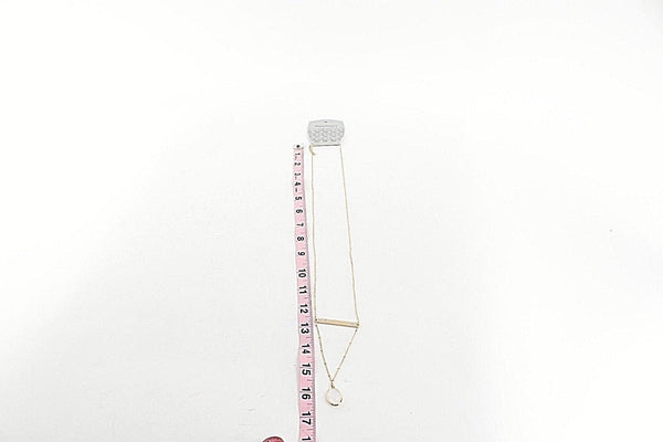 World Market NEW $15 30" Goldtone Chain Bar Opalescent Stone Necklace