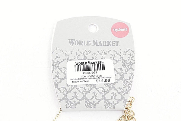 World Market NEW $15 30" Goldtone Chain Bar Opalescent Stone Necklace