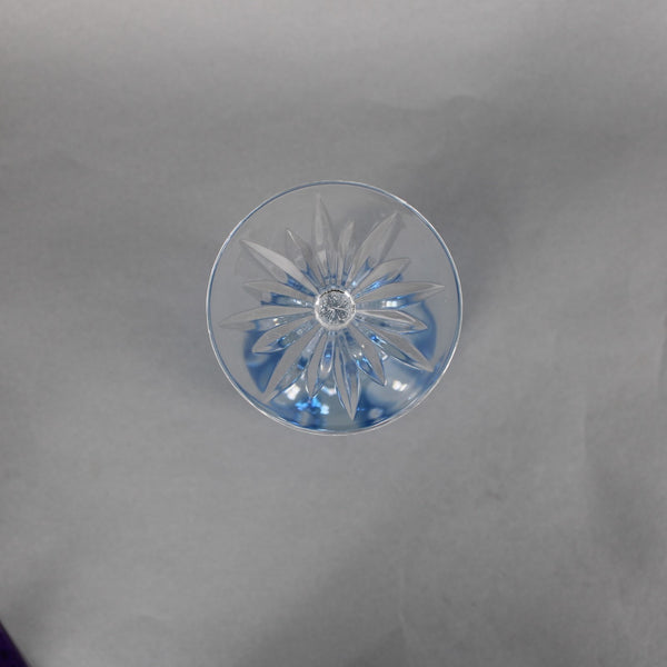 Bohemian Win Glass Czechoslovakia Crystal Cut Blue 8.25" Wine Glass