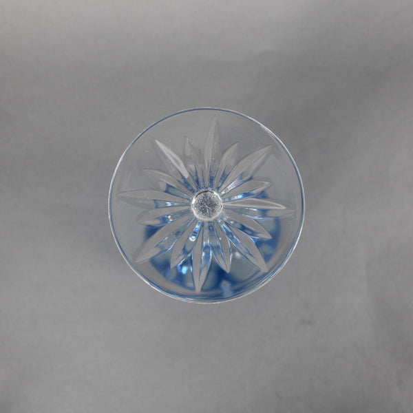 Bohemian Win Glass Czechoslovakia Crystal Cut Blue 8.25" Wine Glass