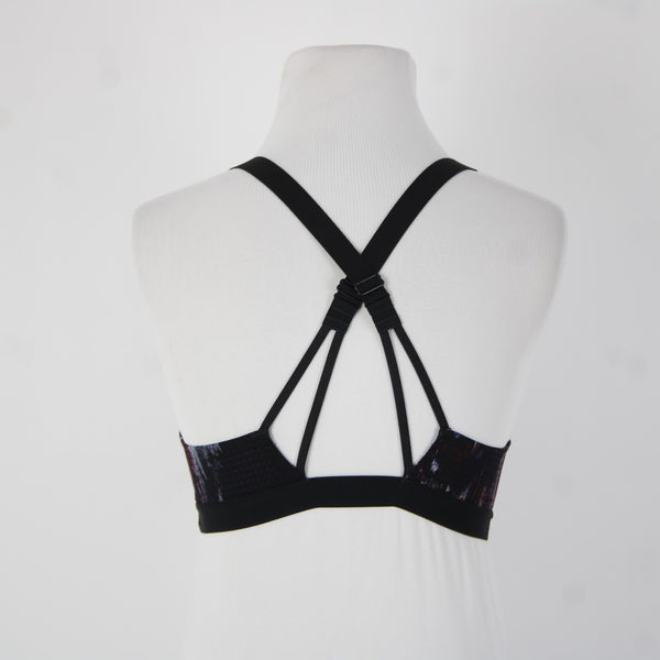 Victoria Secret Sport Sz 34A Black Burgundy Multi Polyester Elastane Sports Bra