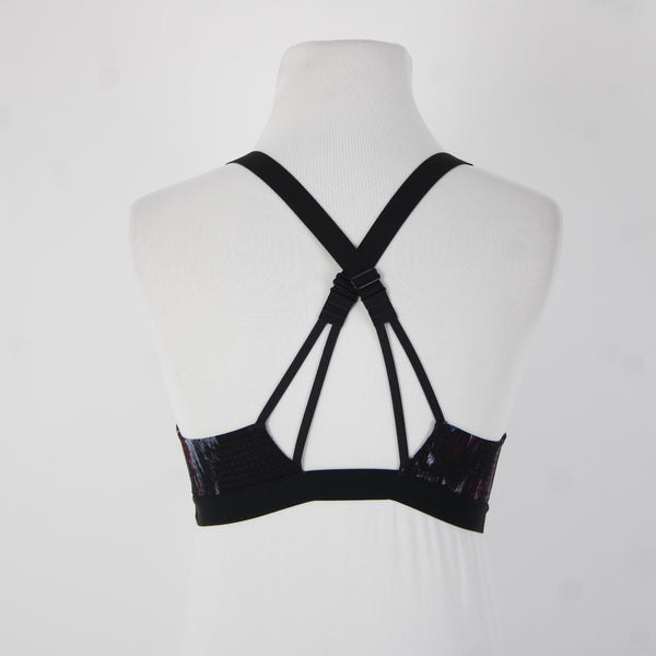 Victoria Secret Sport Sz 34A Black Burgundy Multi Polyester Elastane Sports Bra