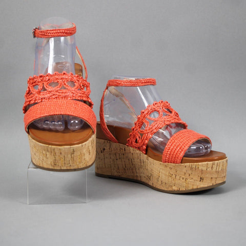 Jessica Simpson Jp- Xallri Sz 8 M Coral Pink Man Made Materials 3.5" Wedge