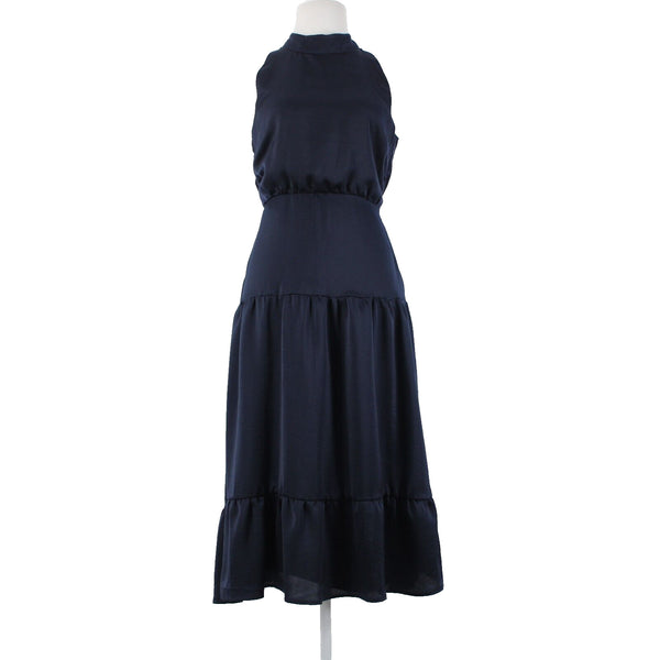Sam Edelman Sz 6 Navy Blue Lined Sleeveless Ruffle Tiered 100% Polyester Dress