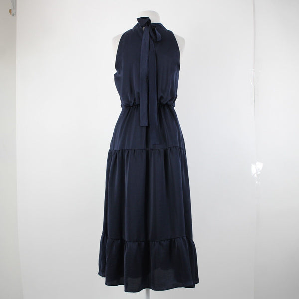Sam Edelman Sz 6 Navy Blue Lined Sleeveless Ruffle Tiered 100% Polyester Dress