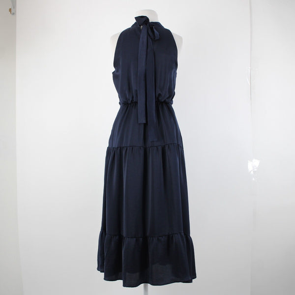 Sam Edelman Sz 6 Navy Blue Lined Sleeveless Ruffle Tiered 100% Polyester Dress