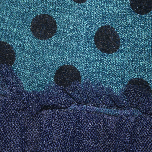 Weston Wear Dress Sz S Blue Navy Tulle Skirt Lined Swiss Dot Poly Rayon Dress