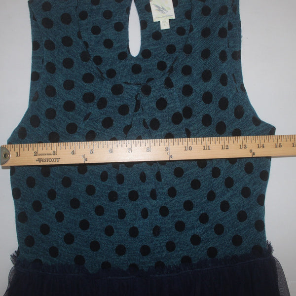 Weston Wear Dress Sz S Blue Navy Tulle Skirt Lined Swiss Dot Poly Rayon Dress