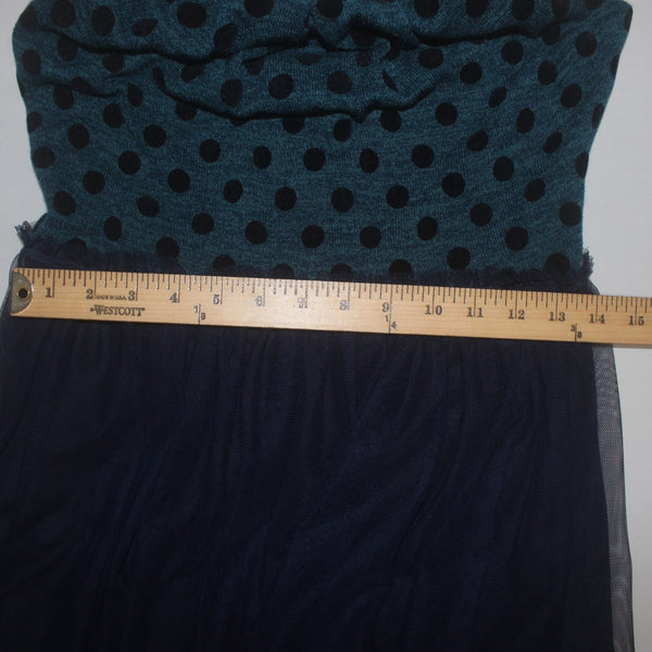 Weston Wear Dress Sz S Blue Navy Tulle Skirt Lined Swiss Dot Poly Rayon Dress