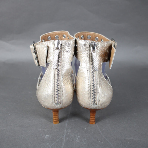 Donald J Pliner NEW Mali-V2 Sz 9 M Gold Stud Metallic Brush Off Platino 2" Heels