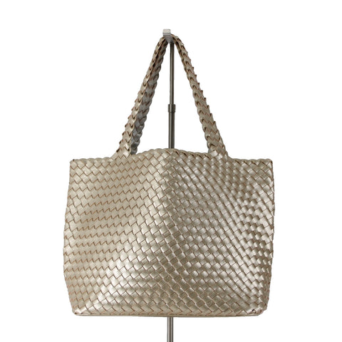 Ilse Jacobsen Purse 17 x 12 x 6  Gold Two Handle Polyurethane Purse