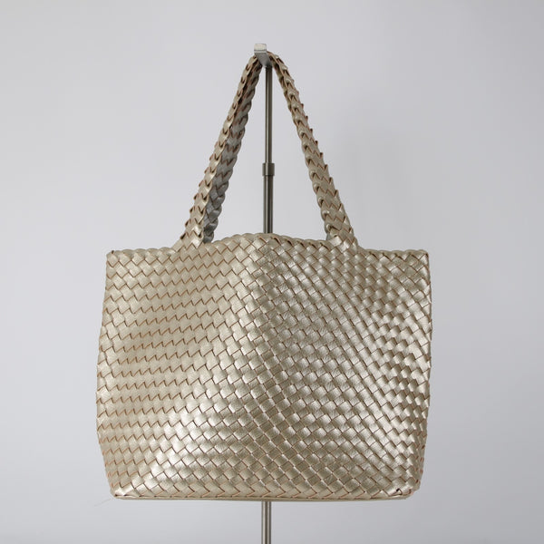 Ilse Jacobsen Purse 17 x 12 x 6  Gold Two Handle Polyurethane Purse