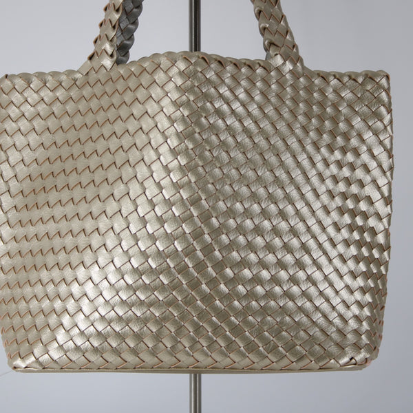 Ilse Jacobsen Purse 17 x 12 x 6  Gold Two Handle Polyurethane Purse