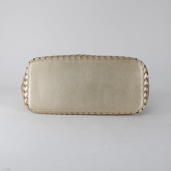 Ilse Jacobsen Purse 17 x 12 x 6  Gold Two Handle Polyurethane Purse
