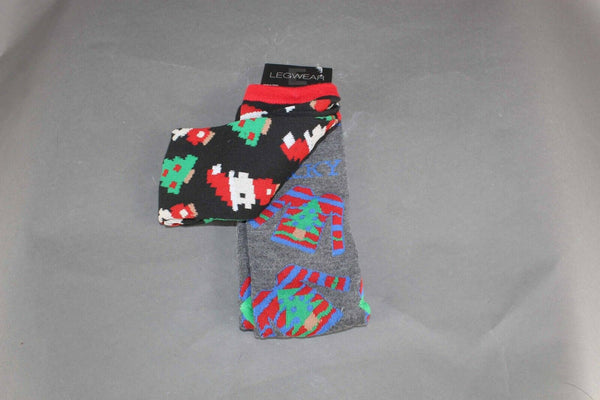 Everything Legwear NEW Gray Black Multi Holiday Christmas Poly Blend Socks