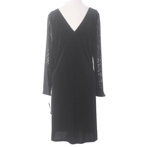 Marina Dress NEW Sz L Black Sequin Arms Velour Polyester Elastane Dress