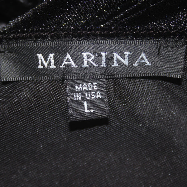 Marina Dress NEW Sz L Black Sequin Arms Velour Polyester Elastane Dress