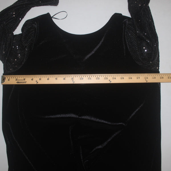 Marina Dress NEW Sz L Black Sequin Arms Velour Polyester Elastane Dress