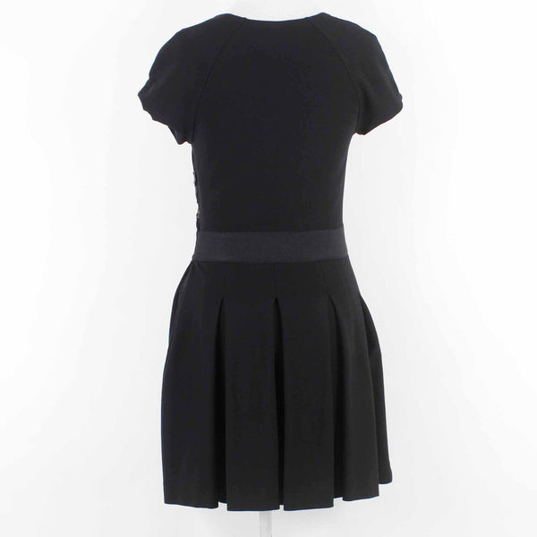 Juicy Couture Sz 2 Black Gold Applique Pleated 100% Polyester Dress