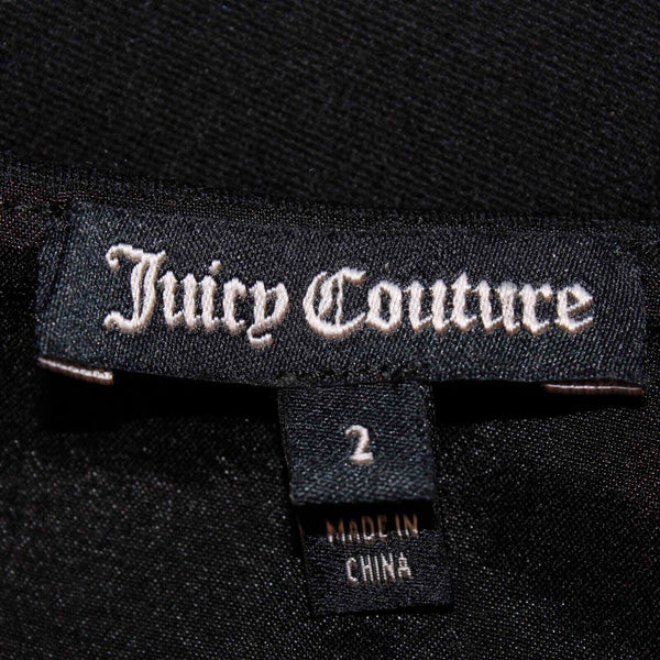 Juicy Couture Sz 2 Black Gold Applique Pleated 100% Polyester Dress