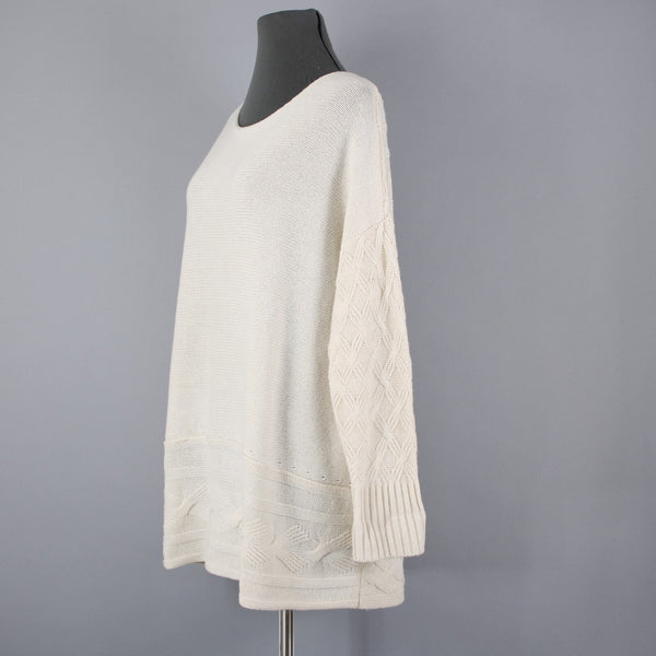 J Jill Sz XS / S Cream Round Neck Long Sleeve Wool Nylon Oversized Sweater