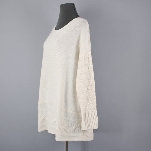 J Jill Sz XS / S Cream Round Neck Long Sleeve Wool Nylon Oversized Sweater