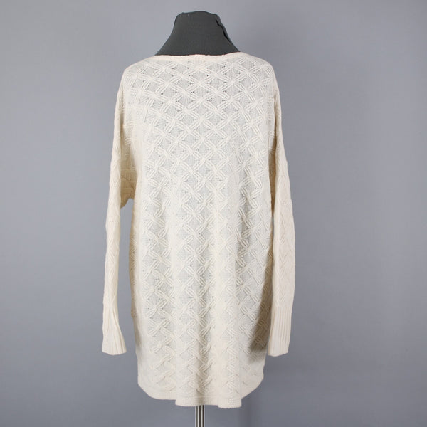 J Jill Sz XS / S Cream Round Neck Long Sleeve Wool Nylon Oversized Sweater