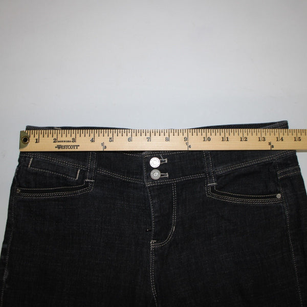 White House Black Market Blanc Sz 2R x 35 Black Denim Cotton Trouser Leg Jeans