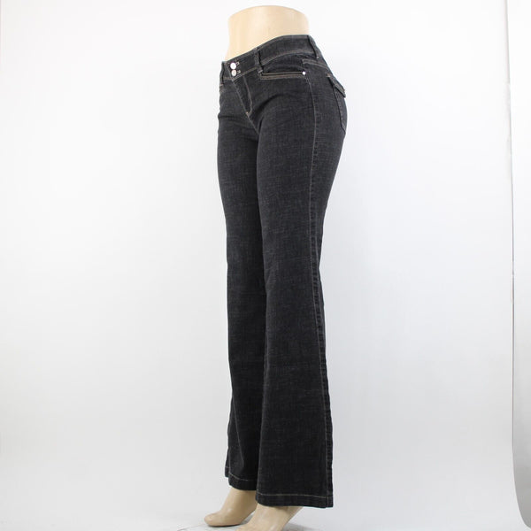 White House Black Market Blanc Sz 2R x 35 Black Denim Cotton Trouser Leg Jeans
