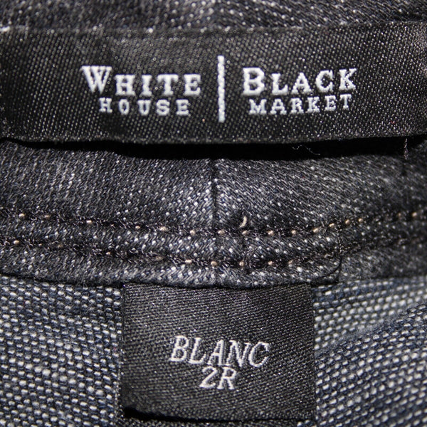 White House Black Market Blanc Sz 2R x 35 Black Denim Cotton Trouser Leg Jeans