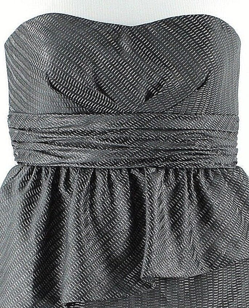 Donna Morgan 12 Charcoal Silver Metallic Polyester Blend Ruffle Lined Dress