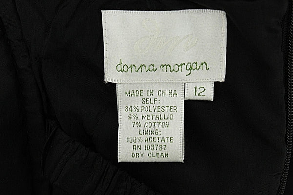 Donna Morgan 12 Charcoal Silver Metallic Polyester Blend Ruffle Lined Dress