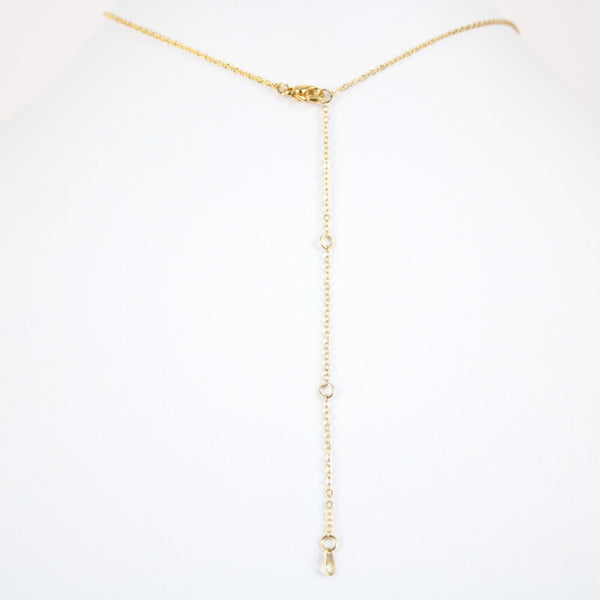LINDSAY NEW Name Goldtone Rhinestone Accent 14.5" w 4.5" Multi Ring Ext Necklace