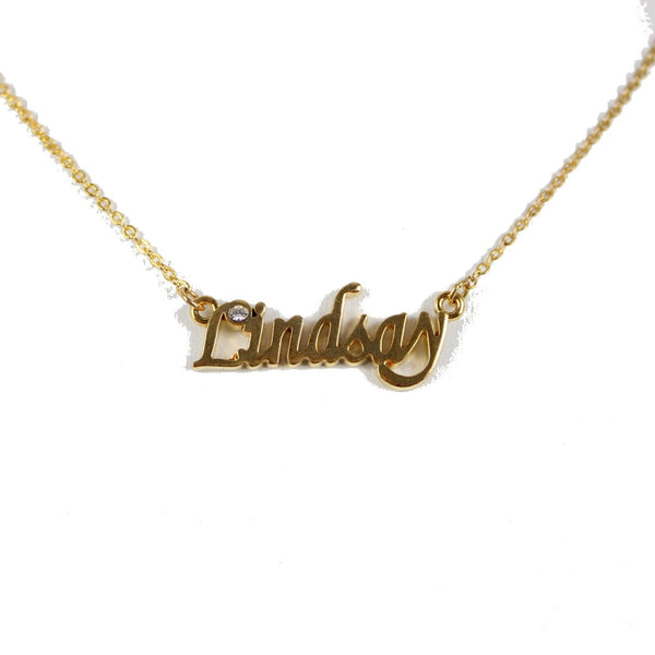 LINDSAY NEW Name Goldtone Rhinestone Accent 14.5" w 4.5" Multi Ring Ext Necklace