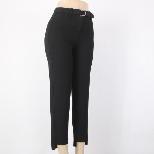 Maje Pant NEW $295 Pantalon Sz 34 x 26 Black Faux Belt Poly Viscose Capri Pant