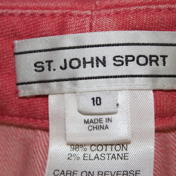 St John Sport Capri Pant Sz 10 x 23 Pink Knee Length Cotton Elastane Capri Pant
