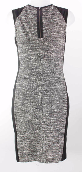 Eileen Fisher Sz S Black Knit White Black Nubby Knit Inset Bodycon Dress