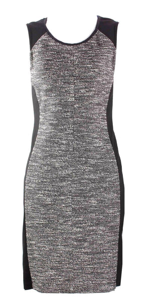 Eileen Fisher Sz S Black Knit White Black Nubby Knit Inset Bodycon Dress