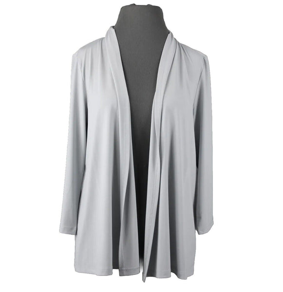Bob Mackie Sz S Gray Collared Long Sleeve Draped Polyester Spandex Jacket Wrap