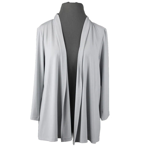 Bob Mackie Sz S Gray Collared Long Sleeve Draped Polyester Spandex Jacket Wrap