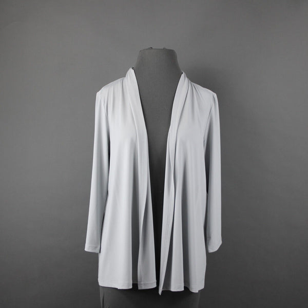 Bob Mackie Sz S Gray Collared Long Sleeve Draped Polyester Spandex Jacket Wrap