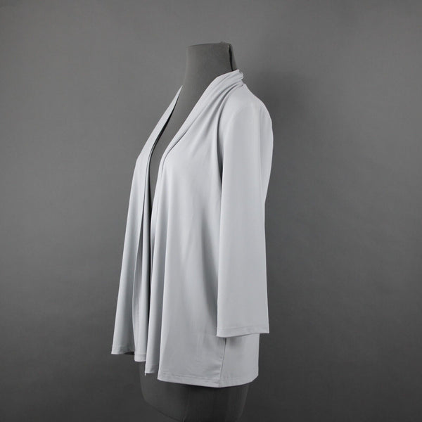Bob Mackie Sz S Gray Collared Long Sleeve Draped Polyester Spandex Jacket Wrap